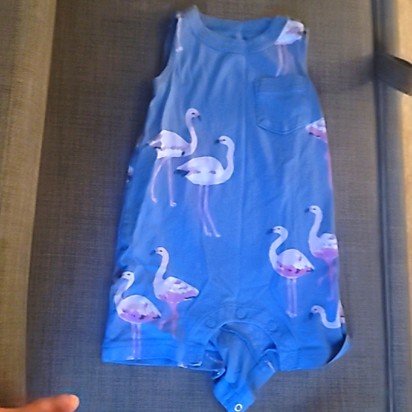 Sz 12-18 months Tea Collection Blue and Pink Romper. - Picture 1 of 5